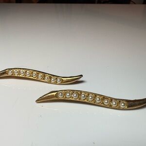 Vintage Gold Toned Faux Pearl-Studded Hair Clips/Pins